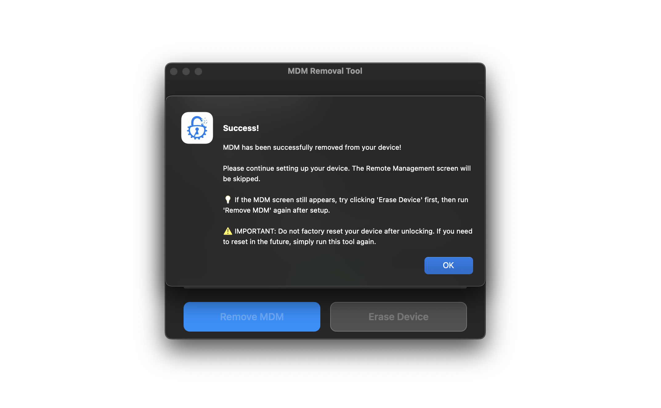 Bypass Complete - MDM Removal Tool